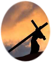 Picture of a person carrying the cross.