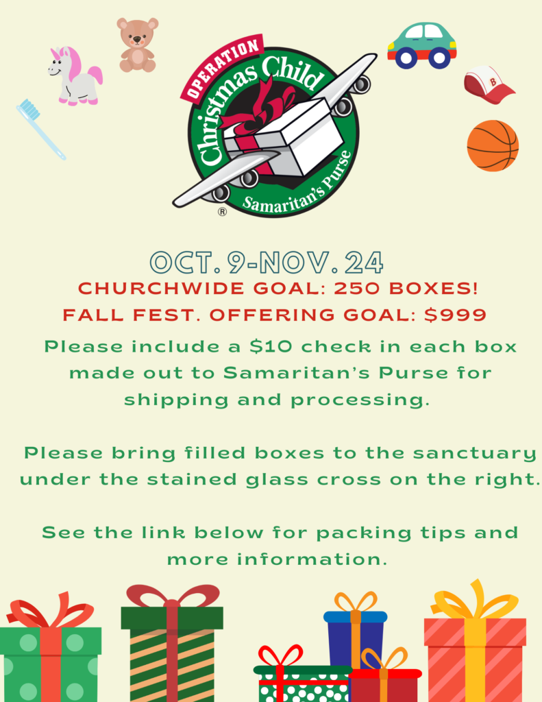 Operation Christmas Child, Now- Nov. 24