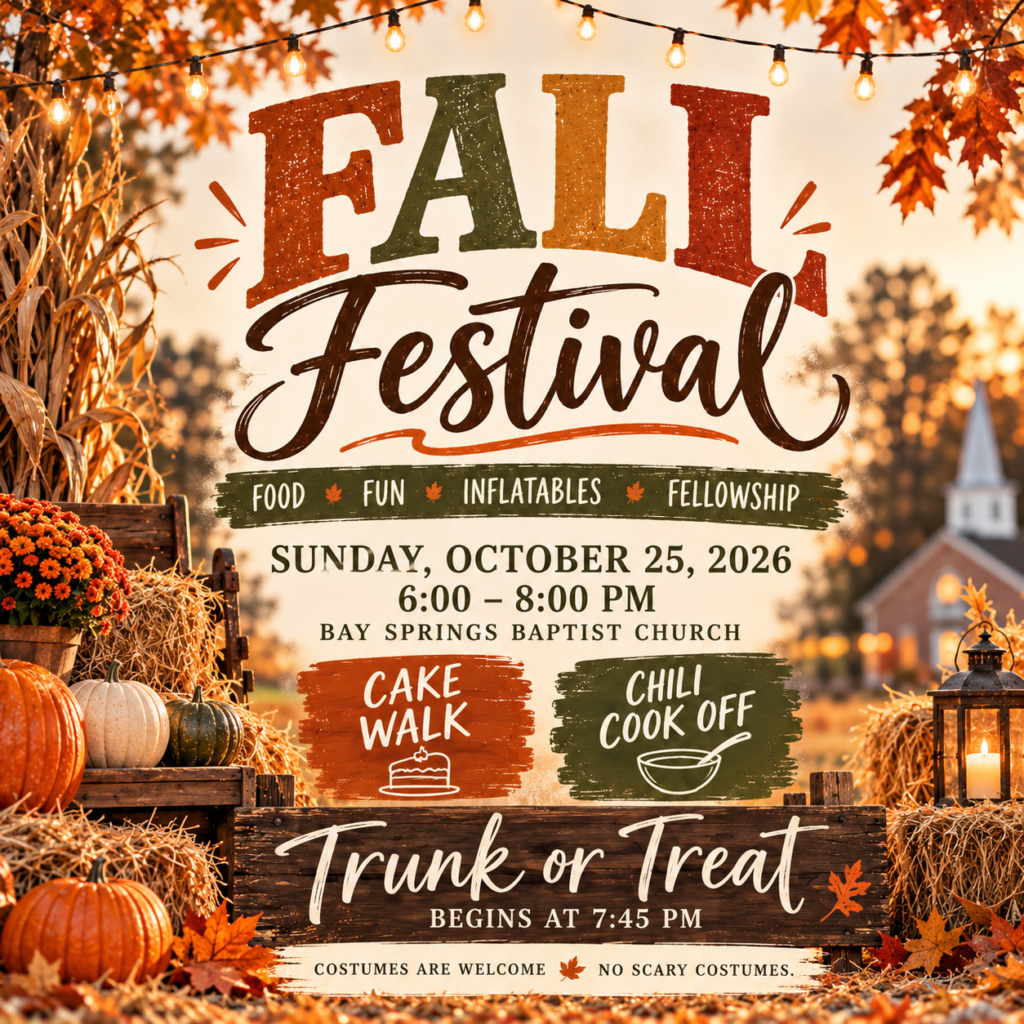 Fall Festival 2026- Sun., Oct. 25, 6-8 pm